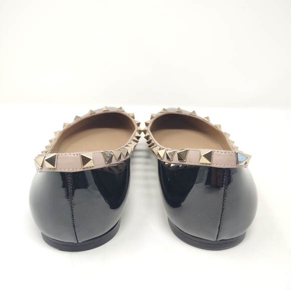 Valentino Garavani Size 39 Rockstud ballet flats ballerinas black patent - Picture 6 of 11